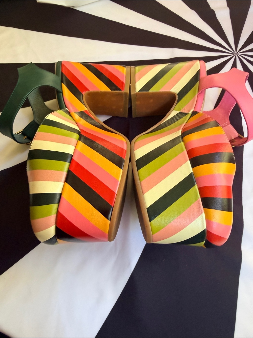 Charlotte Stone Color-Block Striped Platform  — Pink & Green RARE NWOT US10 - Picture 3 of 6